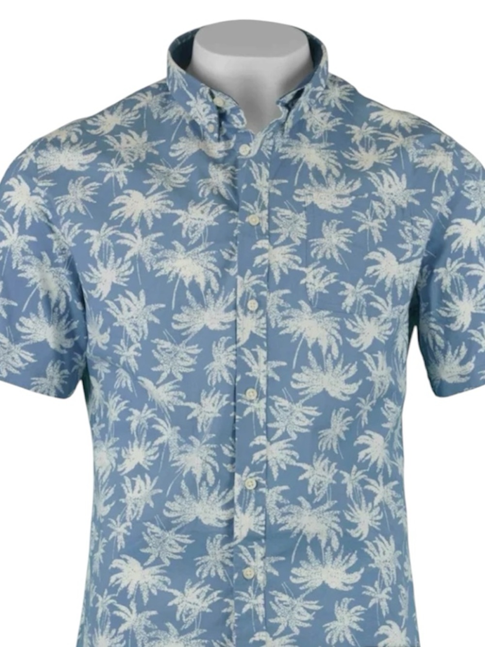 JACHS NEW YORK MENS SHORT SLEEVE BUTTON DOWN SHIRT BLUE & WHITE PALM TREES LARGE
